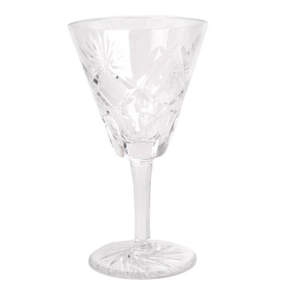 W J Hughes Crystal Janessa Water or Wine Glasses, Cut Star/Pinwheel /Fan Set 11 - Picture 5 of 13
